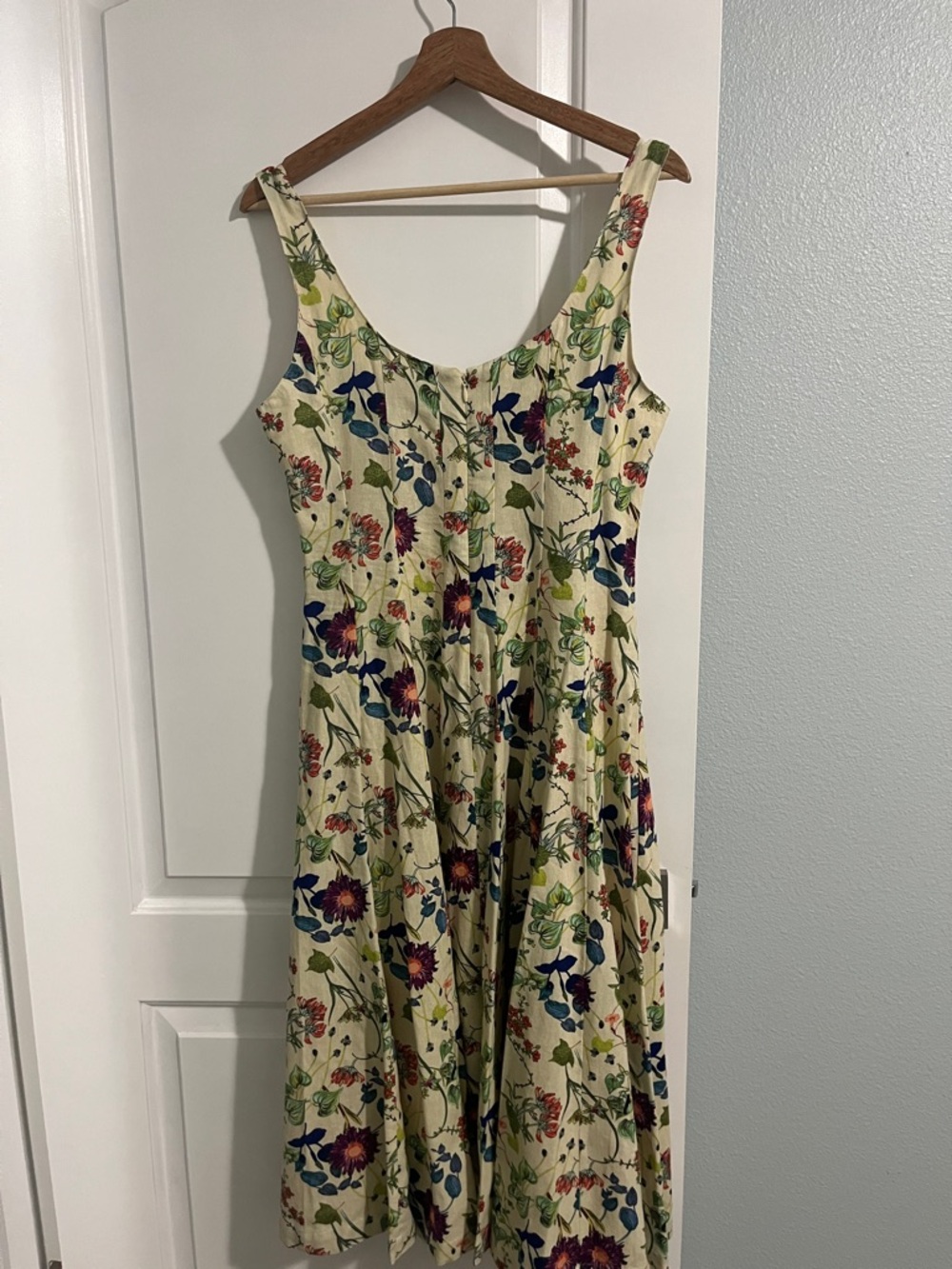 Christian Lacroix Cream Floral Midi Dress with Multicolor Blooms